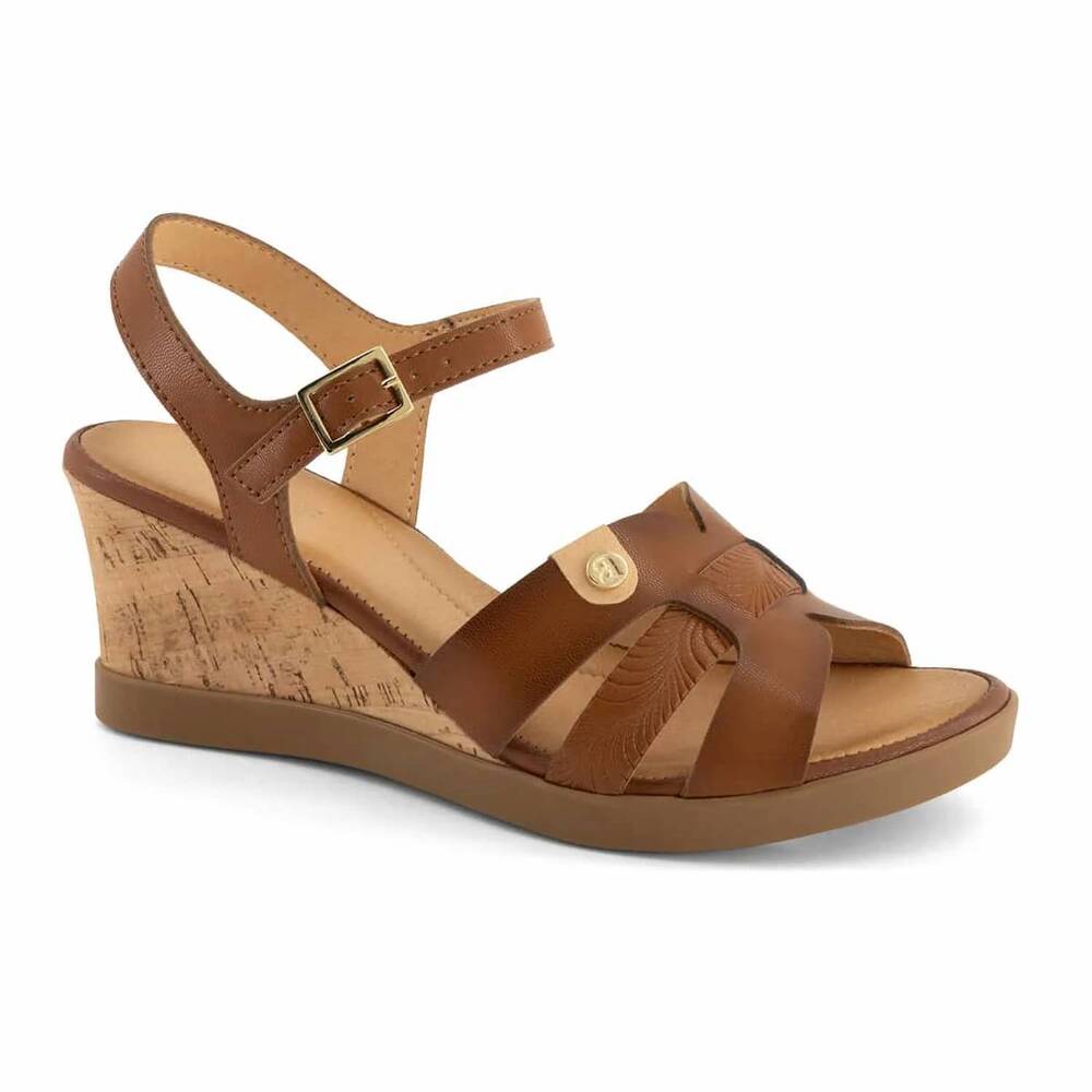 NEW ANDREA women's ankle-strap wedge sandals in brown
